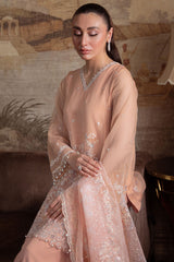 CORAL BLOOM-4PC ORGANZA EMBROIDERED SUIT