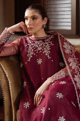 BERRY BLUSH-4PC ORGANZA EMBROIDERED SUIT
