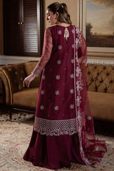 BERRY BLUSH-4PC ORGANZA EMBROIDERED SUIT