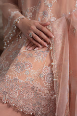 CORAL BLOOM-4PC ORGANZA EMBROIDERED SUIT