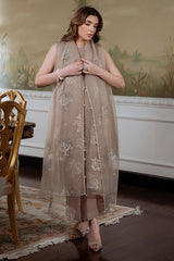 SILVER MINK-4PC ORGANZA EMBROIDERED SUIT