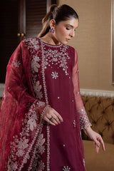 BERRY BLUSH-4PC ORGANZA EMBROIDERED SUIT