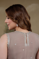 SILVER MINK-4PC ORGANZA EMBROIDERED SUIT