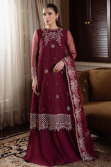 BERRY BLUSH-4PC ORGANZA EMBROIDERED SUIT