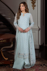 AQUA ICE-4PC CHIFFON EMBROIDERED SUIT