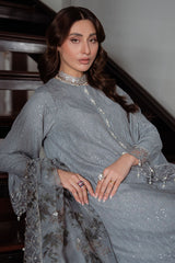 DUSKY SMOKE-3PC SILK EMBROIDERED SUIT
