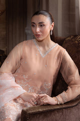 CORAL BLOOM-4PC ORGANZA EMBROIDERED SUIT