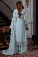 AQUA ICE-4PC CHIFFON EMBROIDERED SUIT