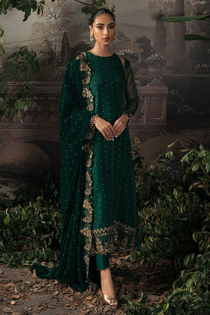 SAGE GREEN-4PC ORGANZA EMBROIDERED SUIT