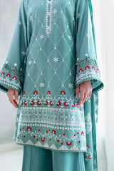 SAGE LOOM-3PC SATIN EMBROIDERED SUIT