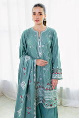 SAGE LOOM-3PC SATIN EMBROIDERED SUIT