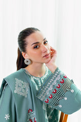 SAGE LOOM-3PC SATIN EMBROIDERED SUIT