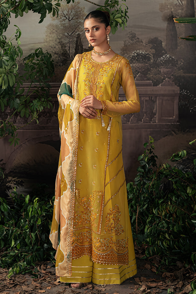SYLVIAN AURA-4PC ORGANZA EMBROIDERED SUIT