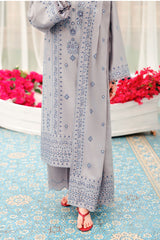 CHARCOAL ASH-3PC SATIN EMBROIDERED SUIT