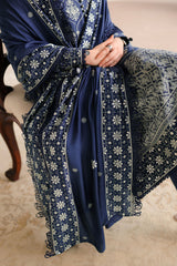 OBSIDIAN BLUE-3PC SATIN EMBROIDERED SUIT