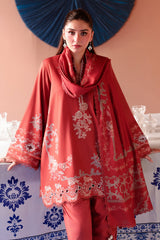 RUSSET EMBER-3PC SATIN PRINTED SUIT