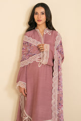 DEEP BLUSH-3PC (SHIRT, TROUSER & DUPATTA)