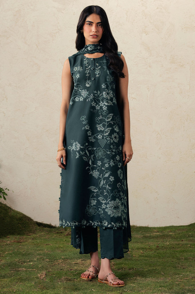 EMERALD TEAL-3PC (SHIRT, TROUSER & DUPATTA)