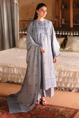 CHARCOAL ASH-3PC SATIN EMBROIDERED SUIT
