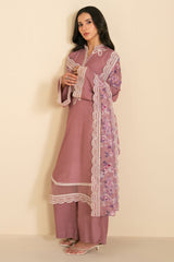 DEEP BLUSH-3PC (SHIRT, TROUSER & DUPATTA)