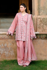 VINTAGE AURA-3PC SATIN EMBROIDERED SUIT