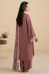DEEP BLUSH-3PC (SHIRT, TROUSER & DUPATTA)