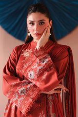 RUSSET EMBER-3PC SATIN PRINTED SUIT