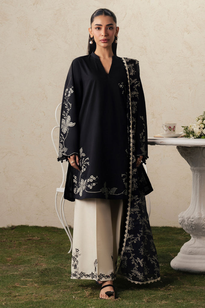 EBONY LACE-3PC (SHIRT, TROUSER & DUPATTA)