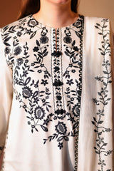IVORY NOIR-3PC SATIN PRINTED SUIT