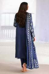 OBSIDIAN BLUE-3PC SATIN EMBROIDERED SUIT
