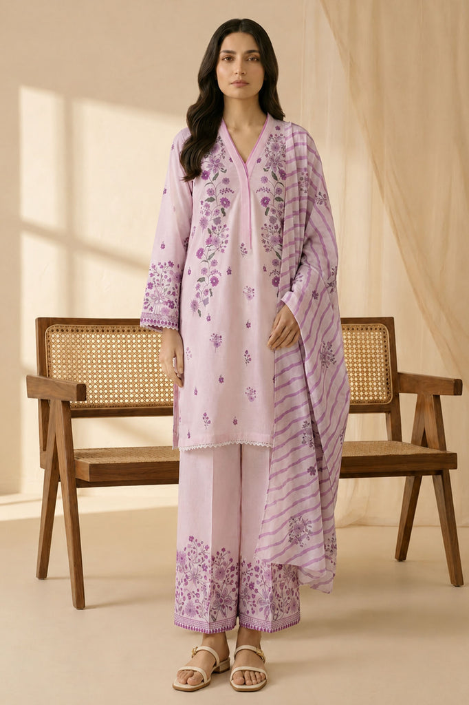 SPRING LILAC-3 PIECE PRINTED LAWN SUIT