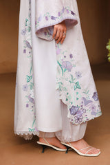 MAUVE TINT-3PC SATIN EMBROIDERED SUIT
