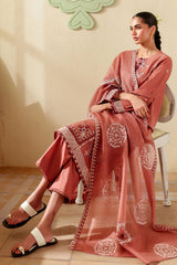 FADED RUST-3PC EMBROIDERED LAWN SUIT