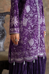 PURPLE GLAM-3PC  FANCY YARN EMBROIDERED SUIT