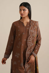 ANTIQUE CHARM-3PC KHADDAR PRINTED SUIT