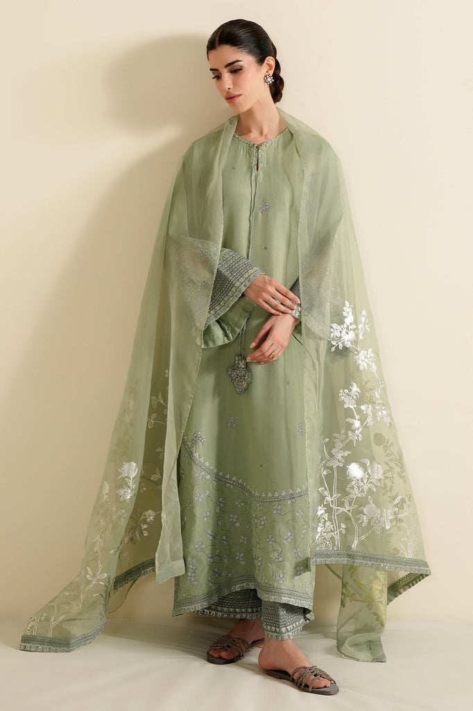 SILVER SAGE-3PC (SHIRT, TROUSER & DUPATTA)