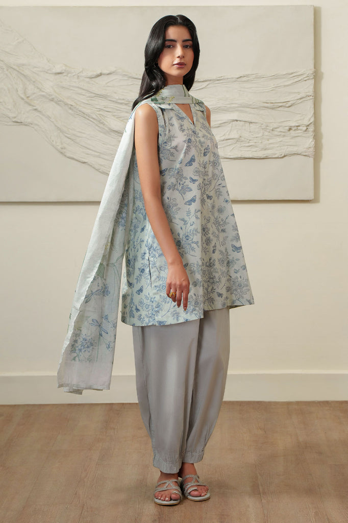 GRAY HORIZON-3 PIECE PRINTED LAWN SUIT