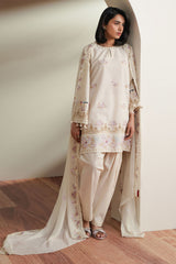 IVORY MOSIAC-3PC EMBROIDERED LAWN SUIT