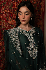 VINTAGE GREEN-3PC EMBROIDERED SUIT