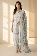 GRAY HORIZON-3 PIECE PRINTED LAWN SUIT