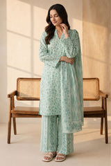 MINT BLOOM-3 PIECE PRINTED LAWN SUIT