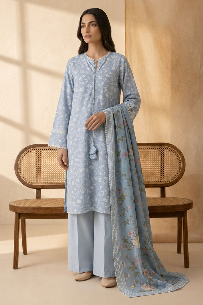 SERENE BLUE-3 PIECE PRINTED LAWN SUIT