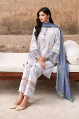 VINTAGE PETAL-3PC PRINTED LAWN SUIT