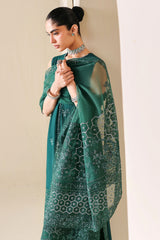 EMERALD MOSS-3PC SILK EMBROIDERED SUIT