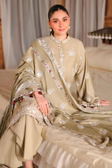 MUTED SAGE-3PC SATIN EMBROIDERED SUIT