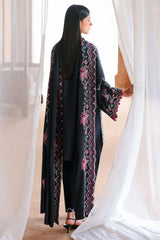 MIDNIGHT FLORA-3PC SATIN EMBROIDERED SUIT