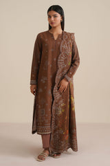 ANTIQUE CHARM-3PC KHADDAR PRINTED SUIT