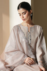 SOFT UMBER-3PC EMBROIDERED LAWN SUIT