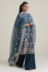 ROYAL MIDNIGHT -3PC SILK EMBROIDERED SUIT