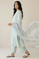 HARBOR GRAY-3 PIECE PRINTED LAWN SUIT